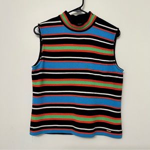 ST. JOHN SPORT By Marie Gray Santana Knit Striped Sleeveless Shell Tank Top